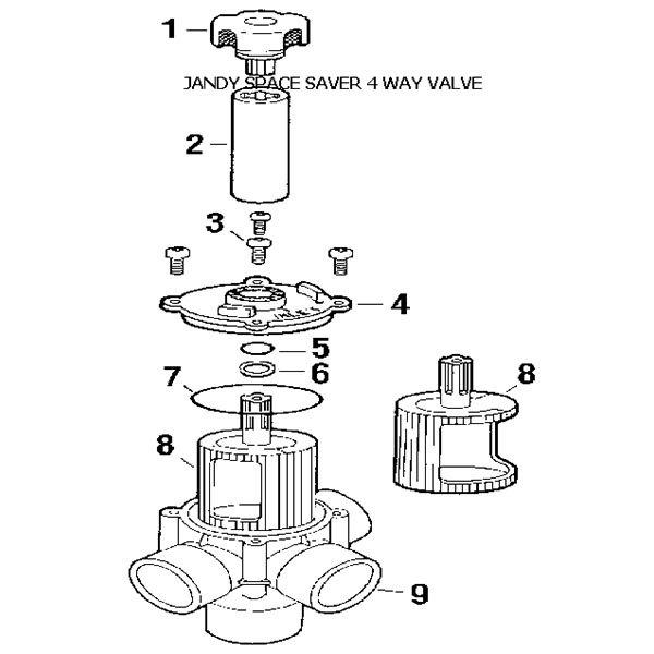 4-Port Space Saver Spa Valve,&reg; 3560, 3551