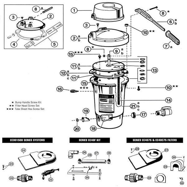 Parts For Hayward EC30 & EC40 DE Filters - Hayward Perflex Filter Parts