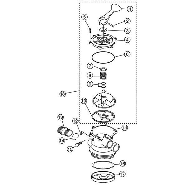 50123100 1 1/2" Top Mount Valve - 5 & 8 Position