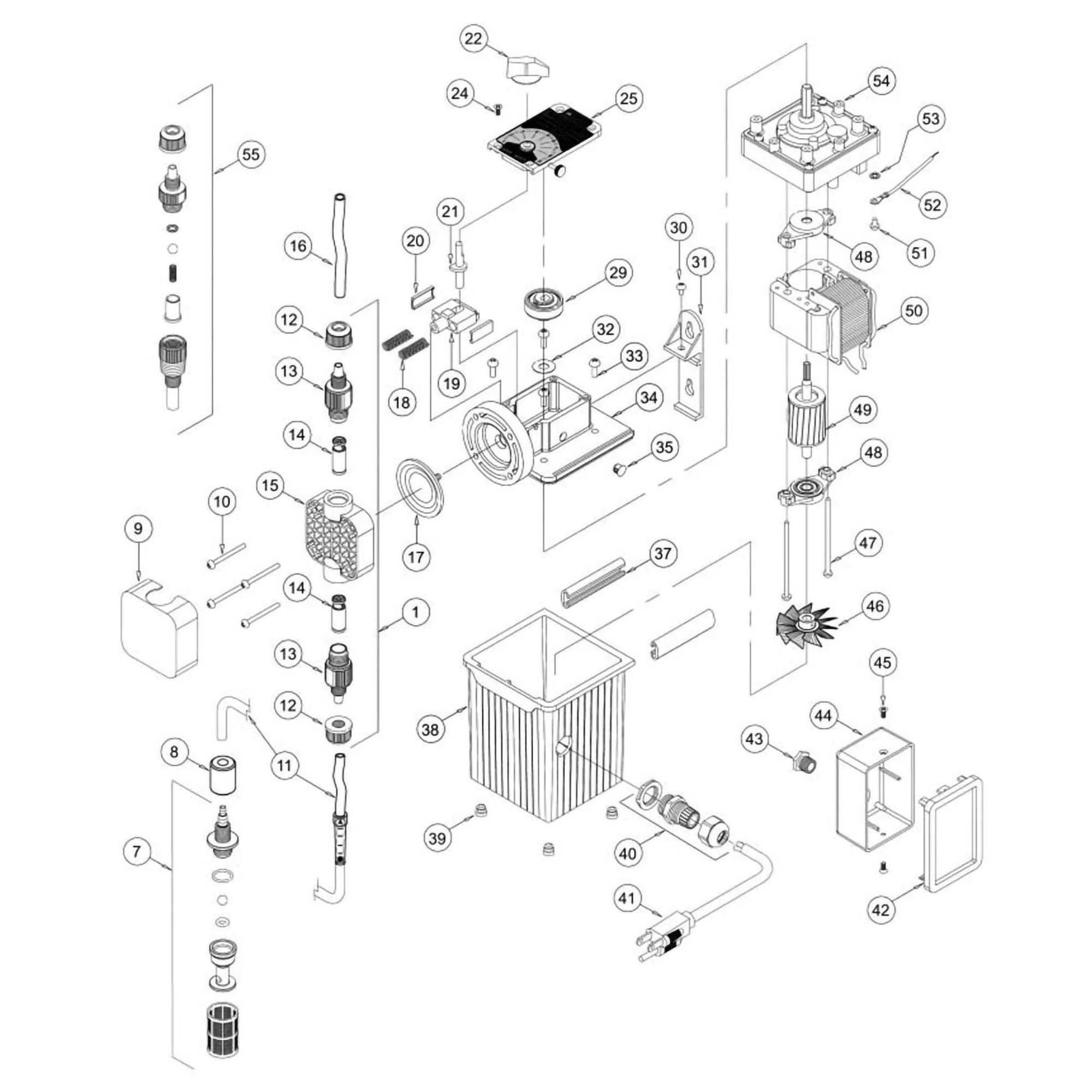 Blue-White C-1500N Series Diaphragm Pump Part Schematic