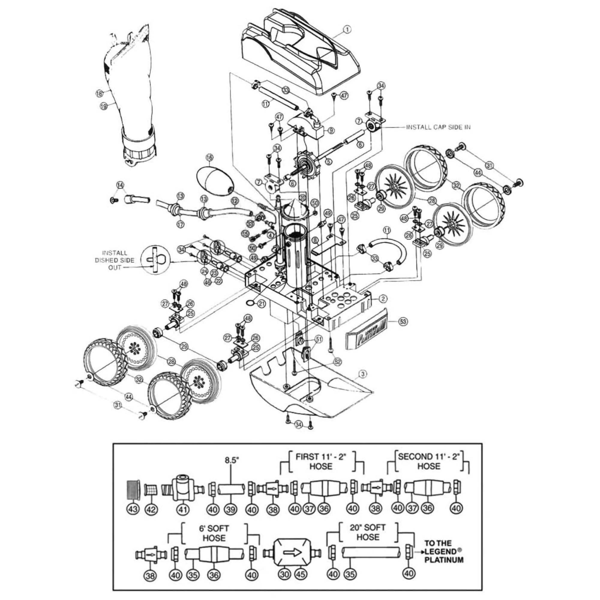 Pentair Legend Platinum  Truck LL105PM-LL105PMT Pool Cleaner Parts