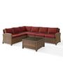 Bradenton 5-Piece Sectional Wicker Seat Set with Two Loveseats, One Center Chair, One Corner Chair, and One Glass Top Coffee Table