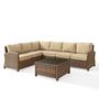 Bradenton 5-Piece Sectional Wicker Seat Set with Two Loveseats, One Center Chair, One Corner Chair, and One Glass Top Coffee Table