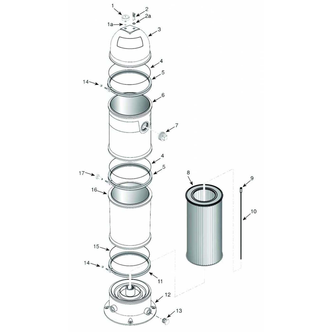 Sta-Rite Posi-Flo II PTM135 Pool Cartridge Filter Parts