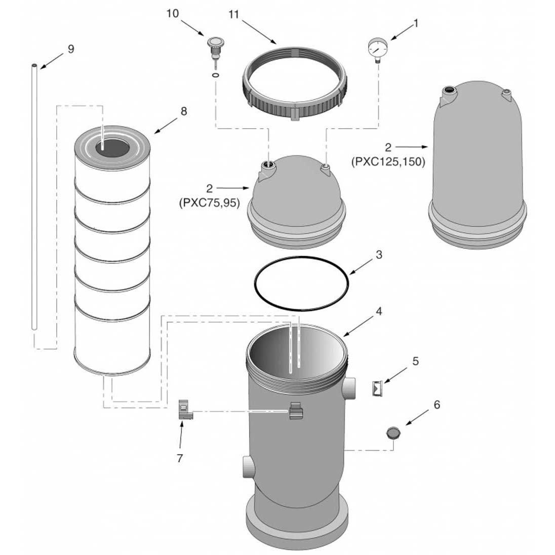 Sta-Rite Posi-Clear PXC Series Pool Cartridge Filter Parts