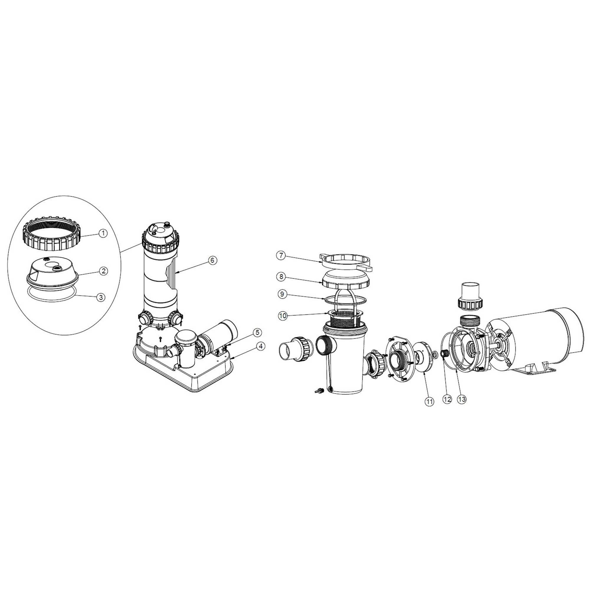 Protege RPCFP Above Ground Pool Cartridge Filter Pump System Parts
