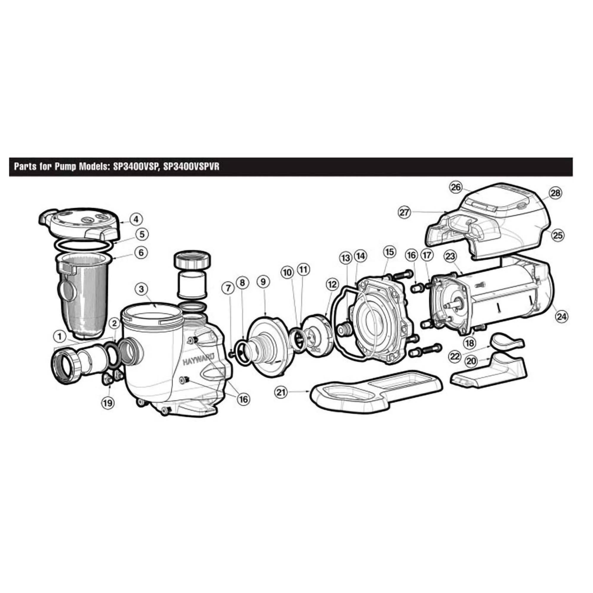 Hayward EcoStar SP3400 Series Pool Pump Parts