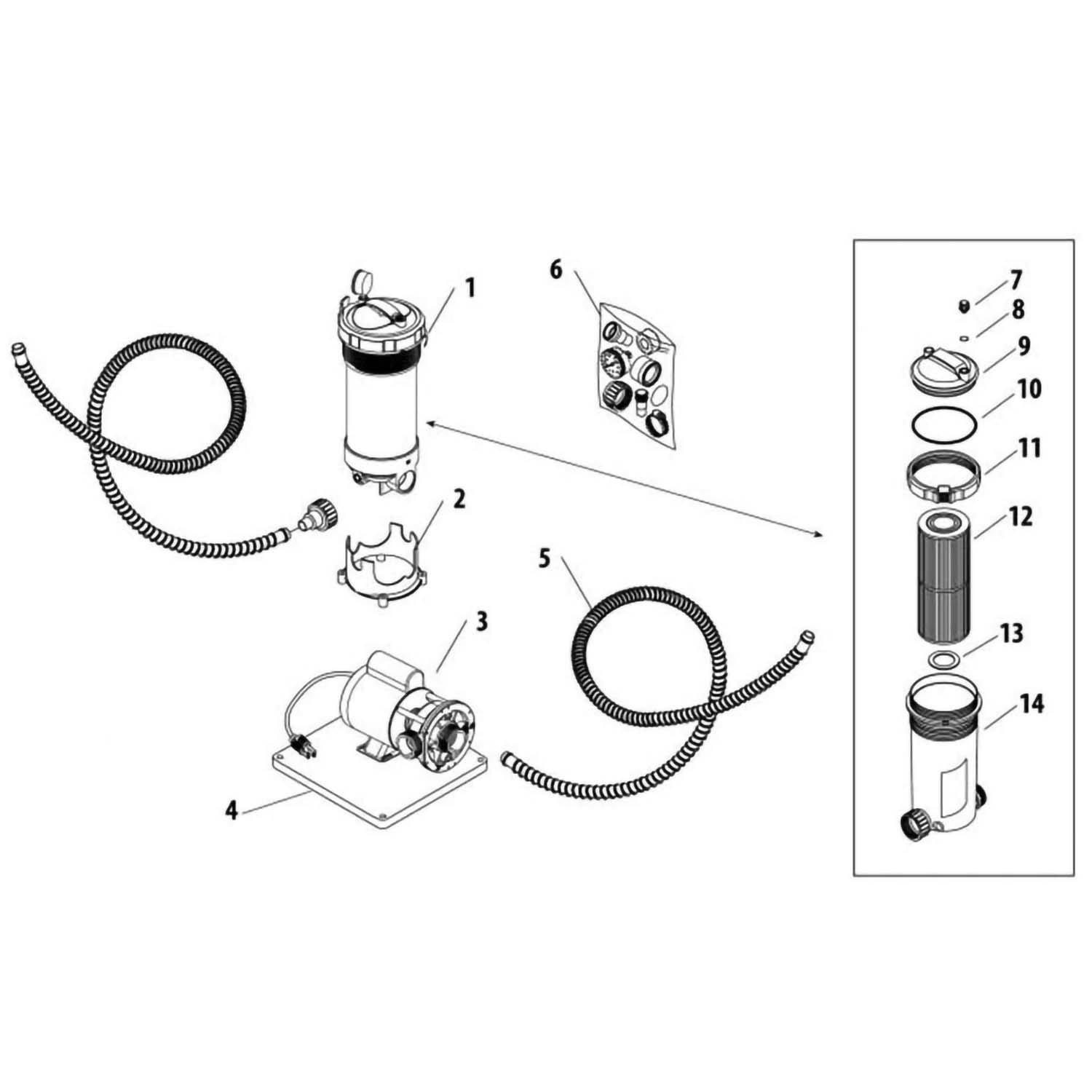 Waterway TWM Cartridge Filter Package Parts Breakdown