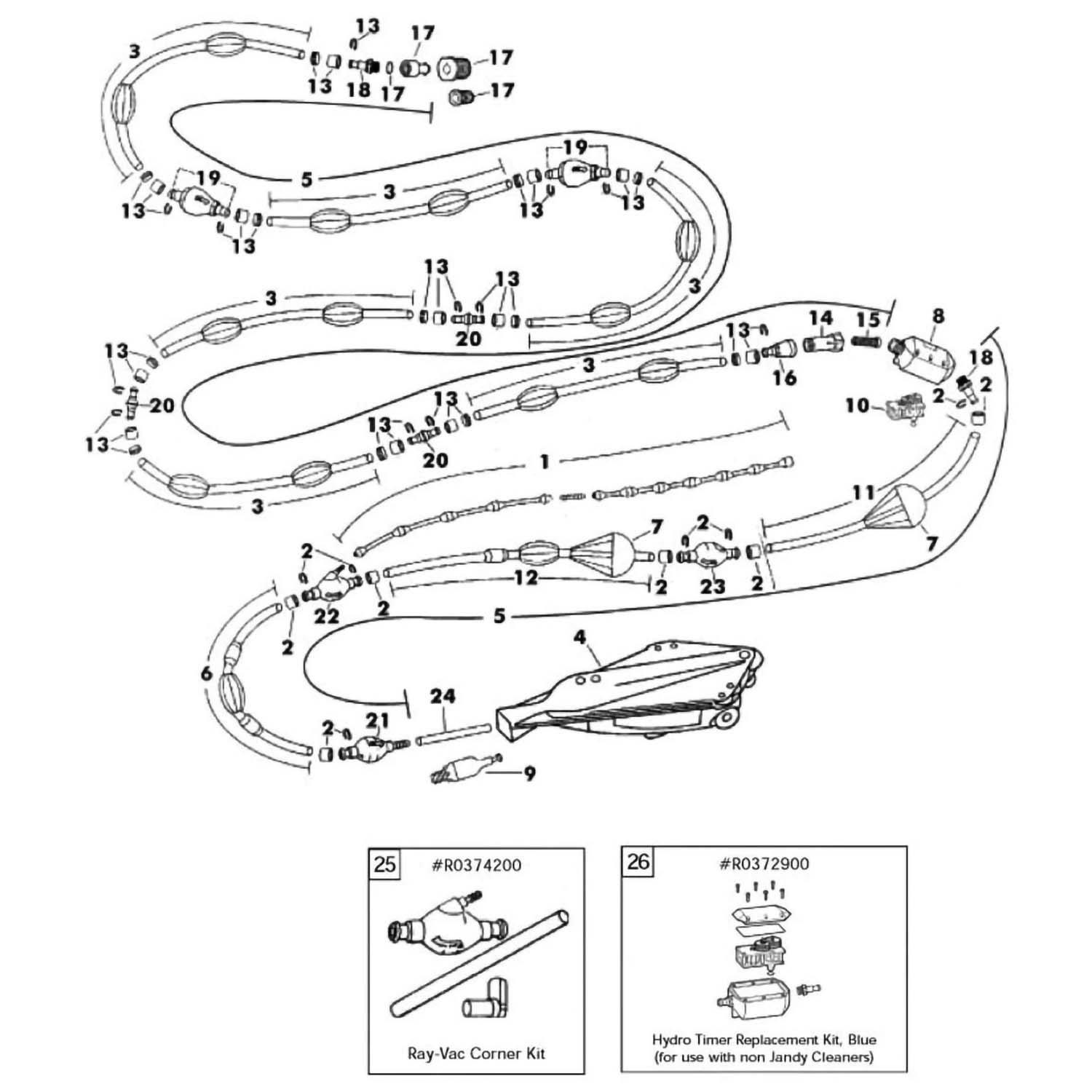 Jandy Ray-Vac Pool Cleaner Hose Parts