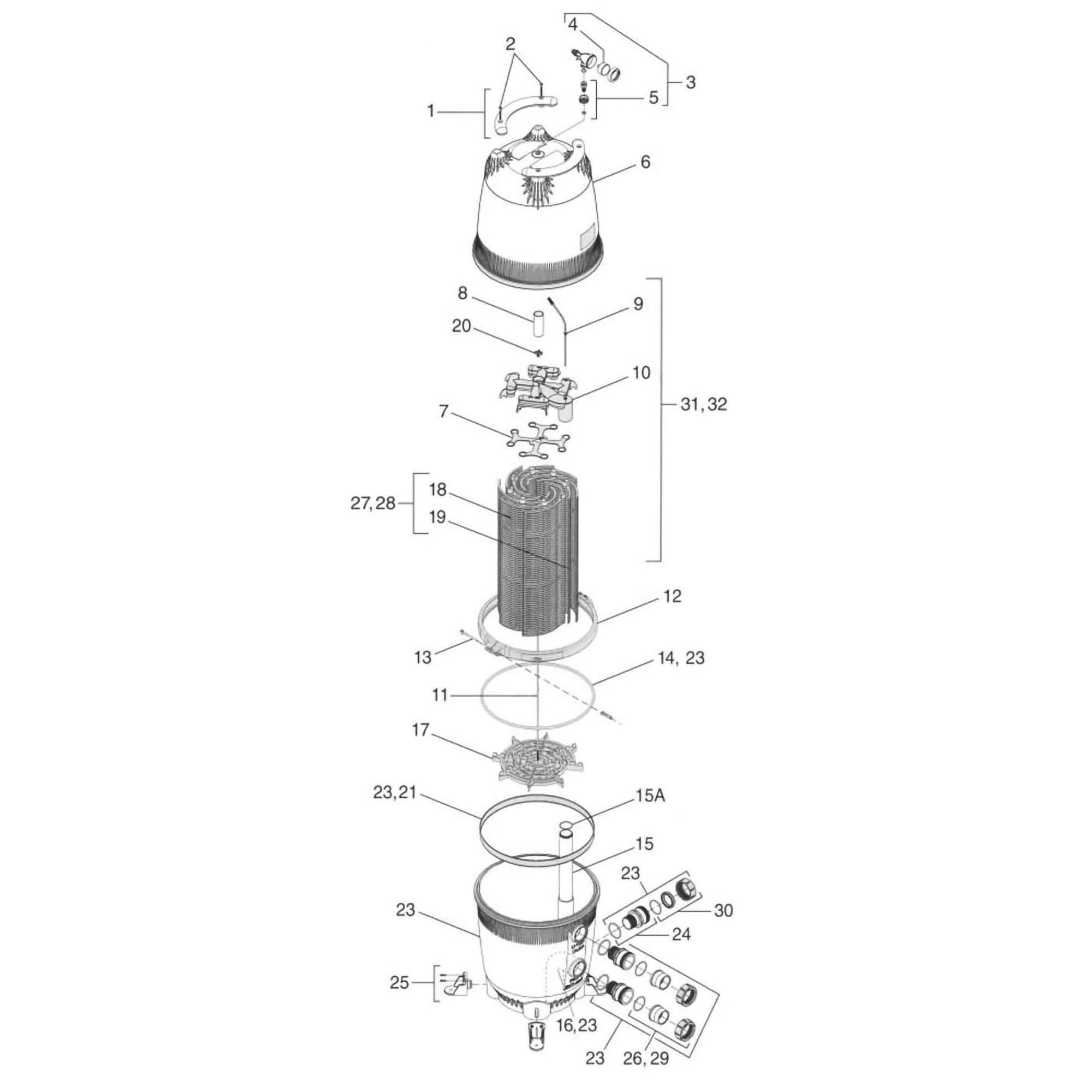 Jandy DEV Series Pool DE Filter Parts