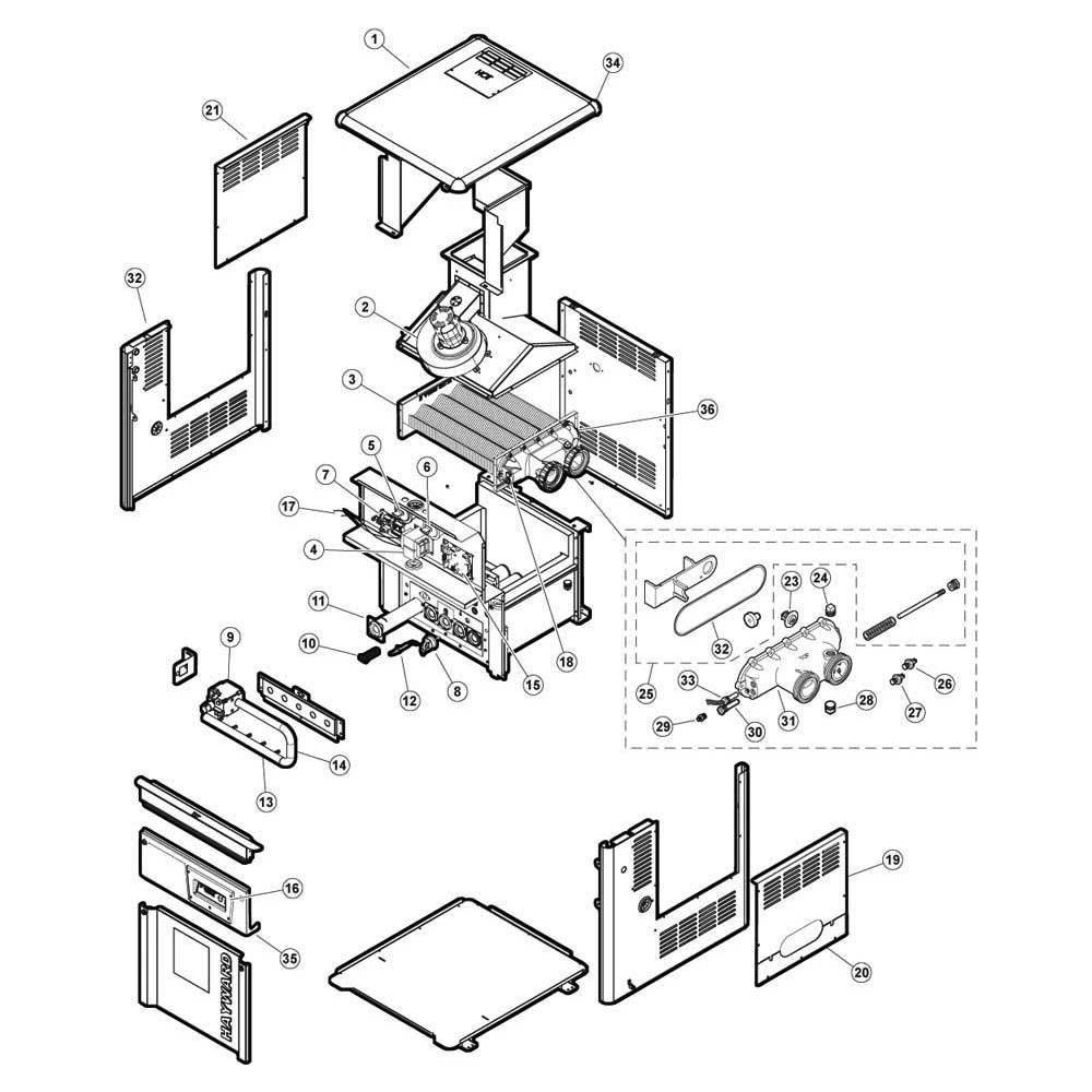 Hayward Heater H-Series: Induced Draft Low NOx Heater Part Schematic
