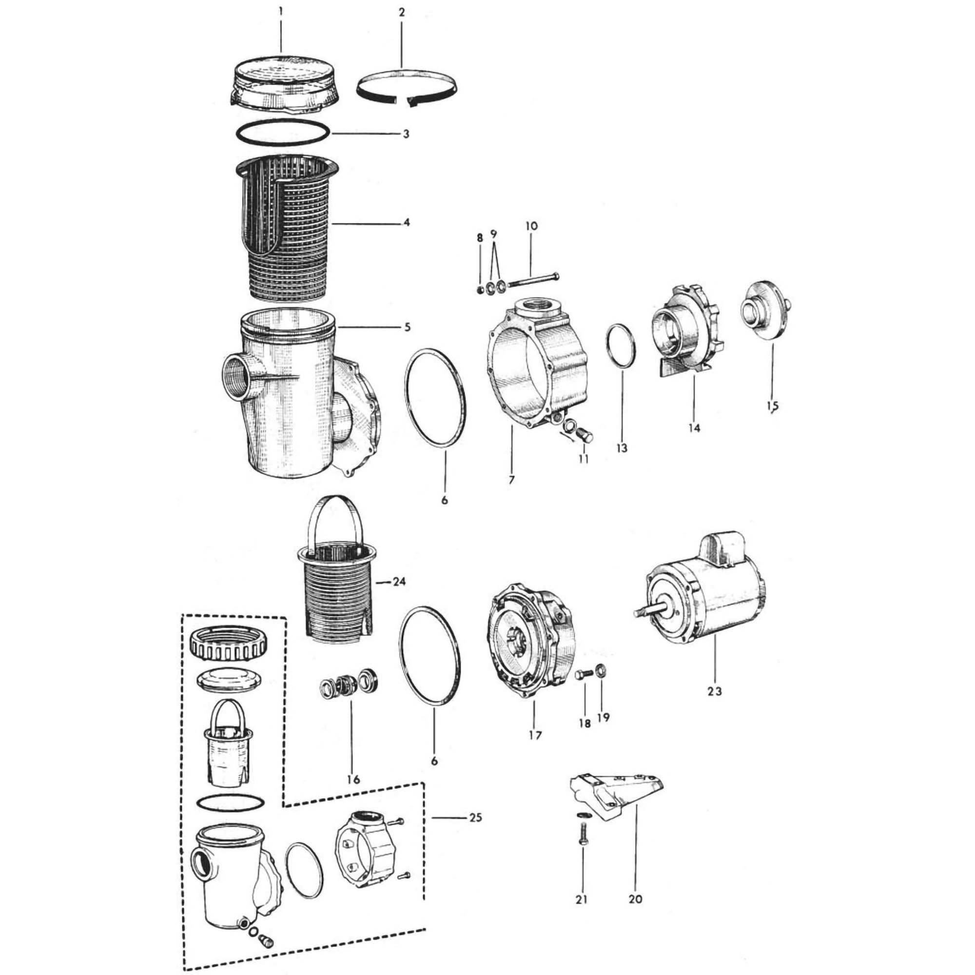 Jacuzzi PH & UPH Pump Parts Breakdown