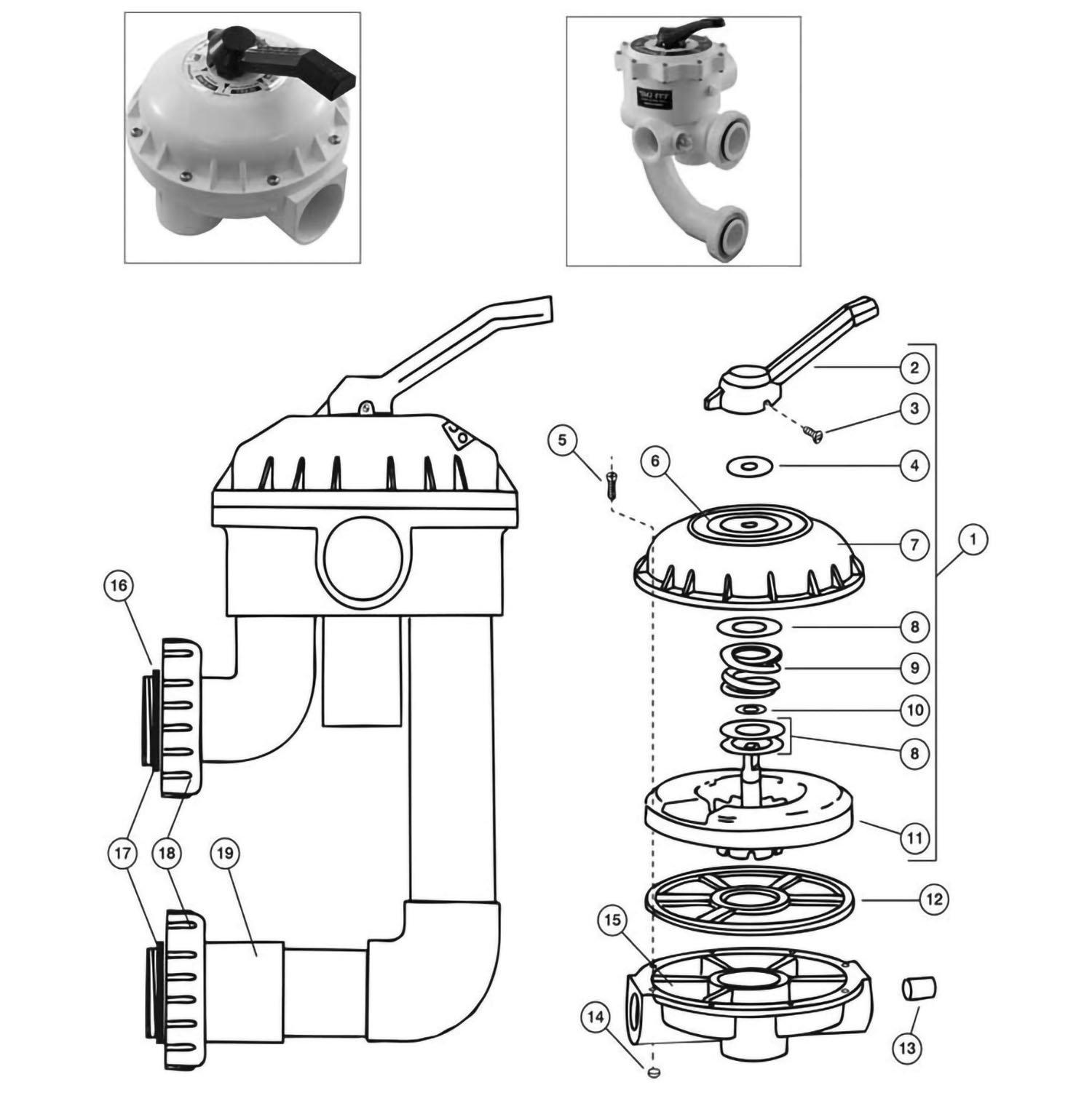 Pentair Multiport Backwash Valve 2" HiFlow Backwash Multiport Valve