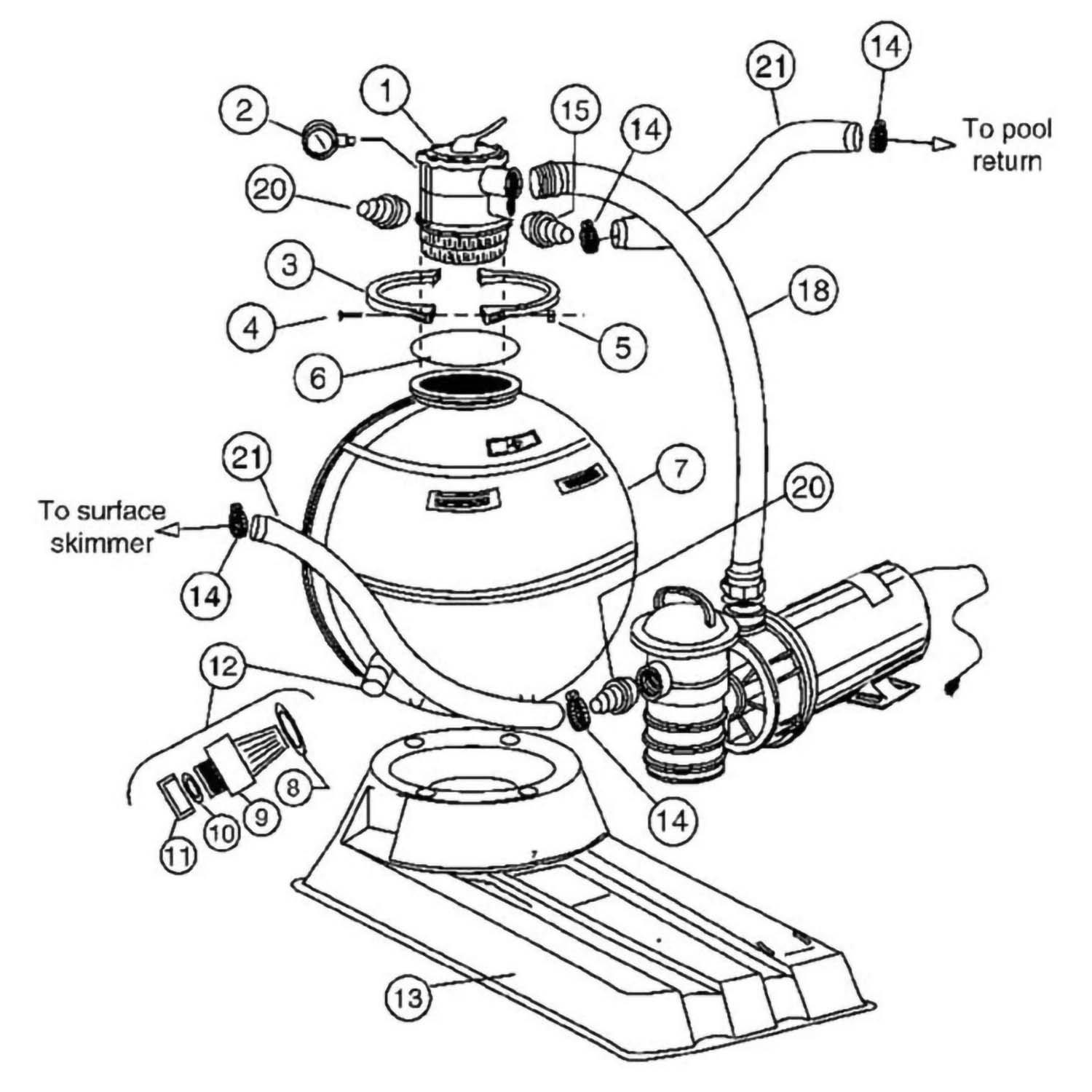 Pentair Meteor Top Mount Filter System Parts Pre 2009