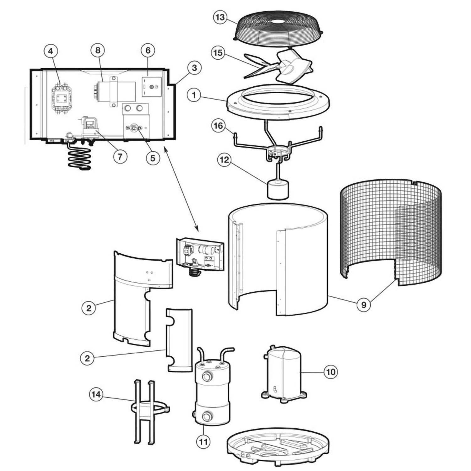 Hayward HeatPro Heat Pump HP380, HPABG Parts Breakdown