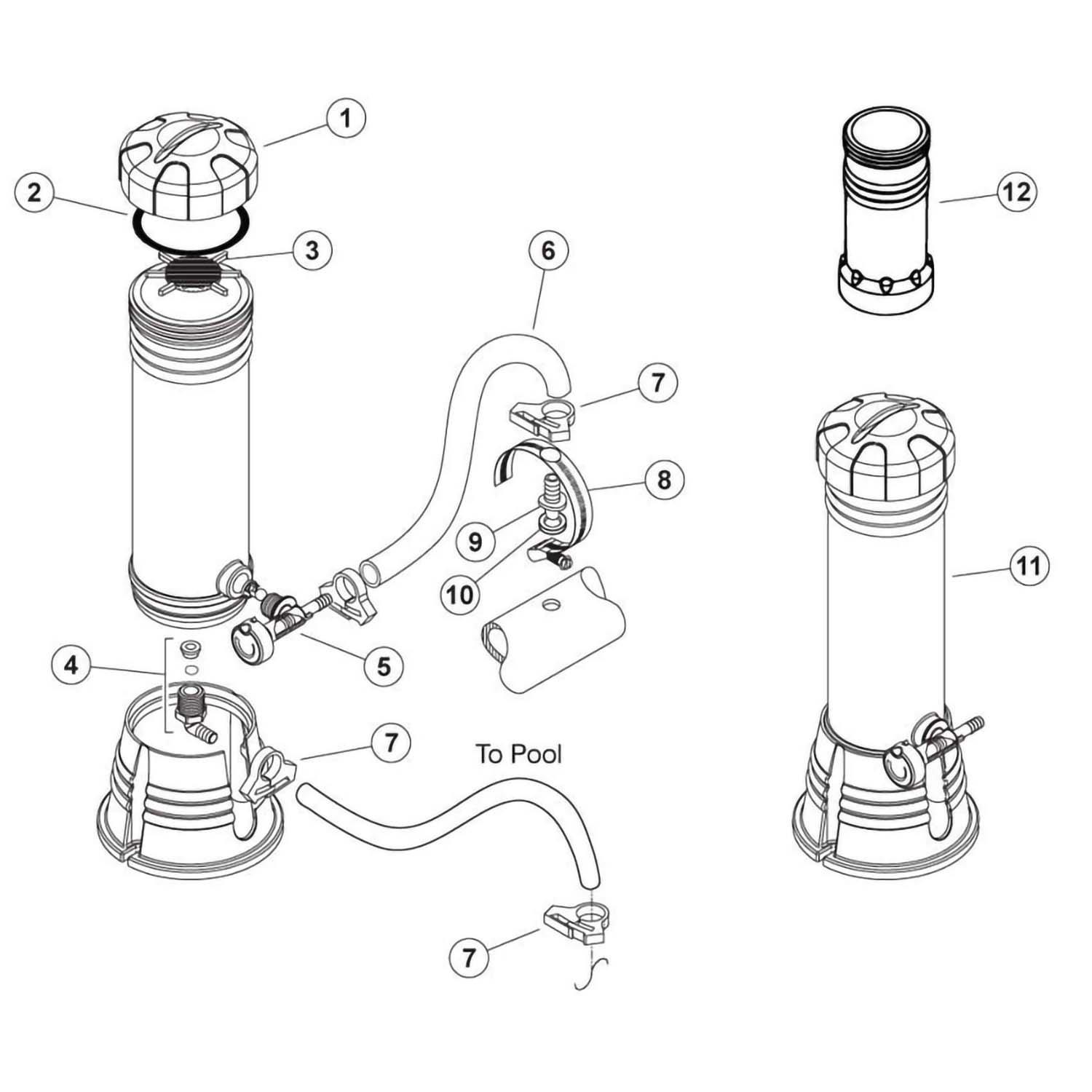 Waterway Off-Line Chlorinator Part Schematic