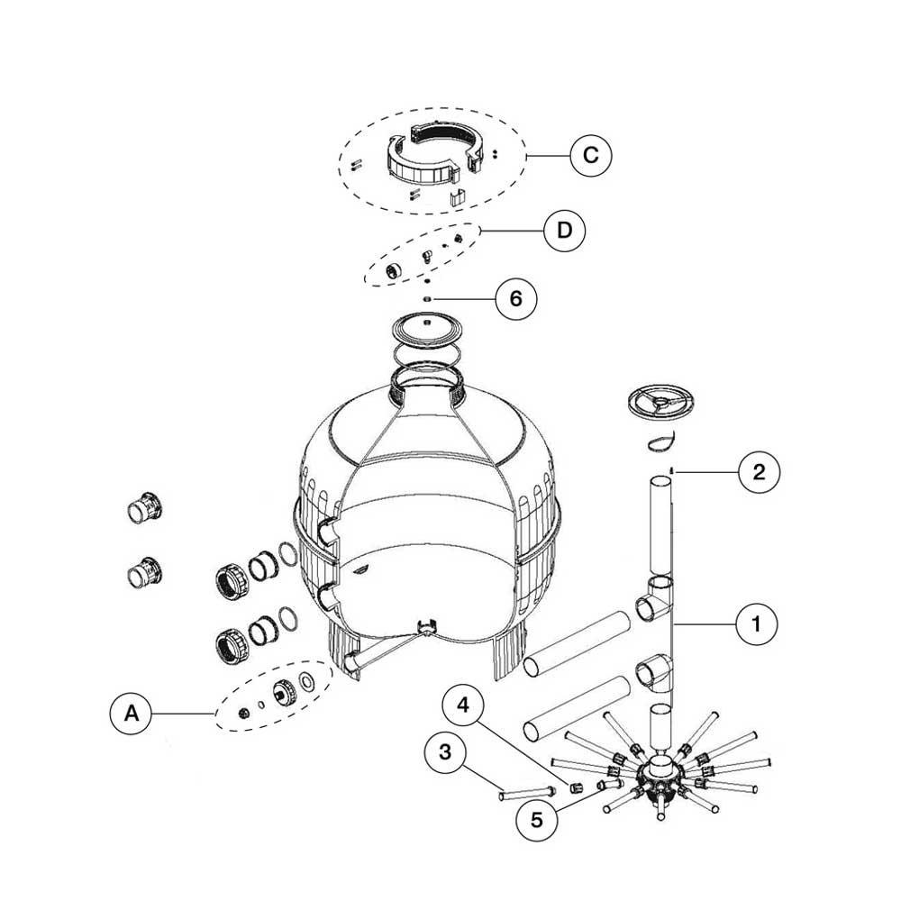 Astral Cantabric 36": Side Mount 2-1/2" Connexion Pool Sand Filter Parts