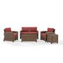 Bradenton 5-Piece Wicker Conversation Set with One Loveseat, Two Arm Chairs, Side Table and Coffee Table