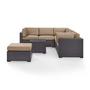 Biscayne 5-Piece Wicker Set with Two Loveseats, One Corner Chair, Coffee Table and Ottoman