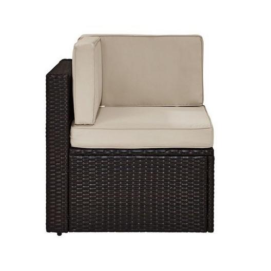 Crosley  Palm Harbor Wicker Corner Chair with Gray Cushions