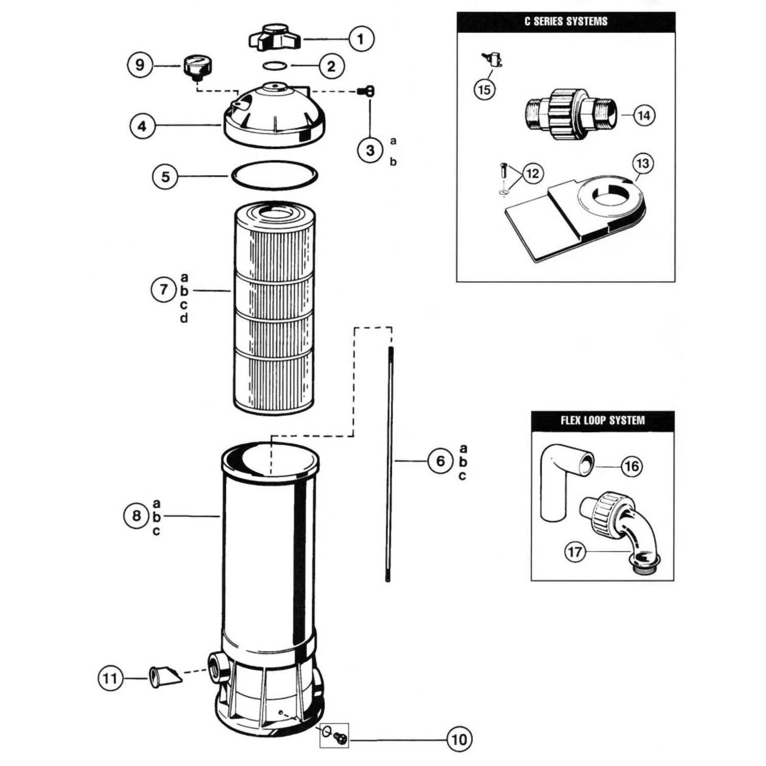 Hayward  Star-Clear C250 C500 C750 Cartridge Filter Parts