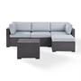 Biscayne 4-Piece Wicker Set with Loveseat, Corner Chair, Ottoman and Coffee Table