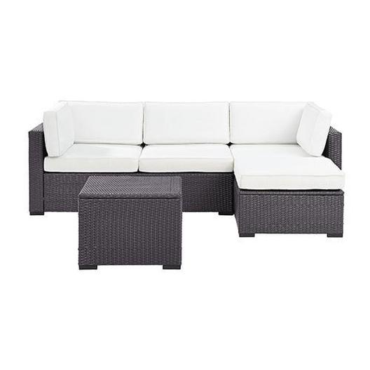 Crosley  Biscayne White 4 Piece Wicker Set with Loveseat Corner Chair Ottoman and Coffee Table