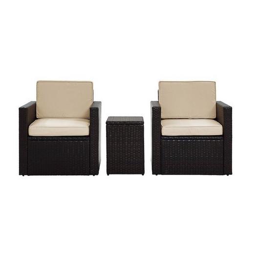 Crosley  Palm Harbor 3-Piece Set and Sand Cushions with Two Armchairs and Side Table