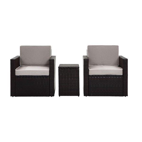Crosley  Palm Harbor 3-Piece Set and Sand Cushions with Two Armchairs and Side Table