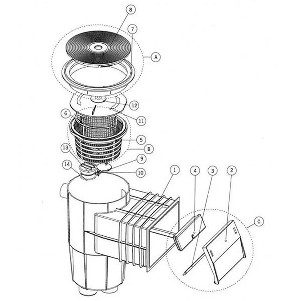 Astral 1-1/2" Concrete Skimmer: 07455 Skimmer Parts