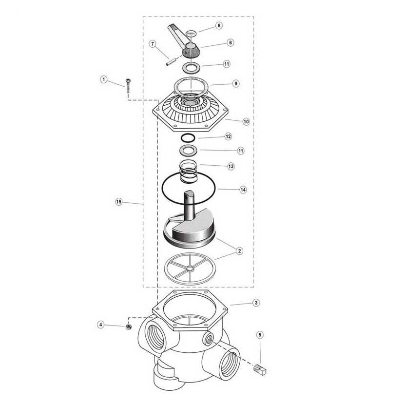 Sta-Rite 1-1/2 Backwash Valve Multi-Port Side Mount 14964-0014 WC212-143P Pool Filter Valve Parts