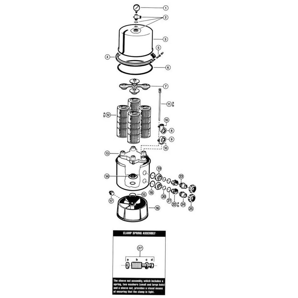 Hayward Super Star-Clear Stainless Tank Pool Cartridge Filter Parts