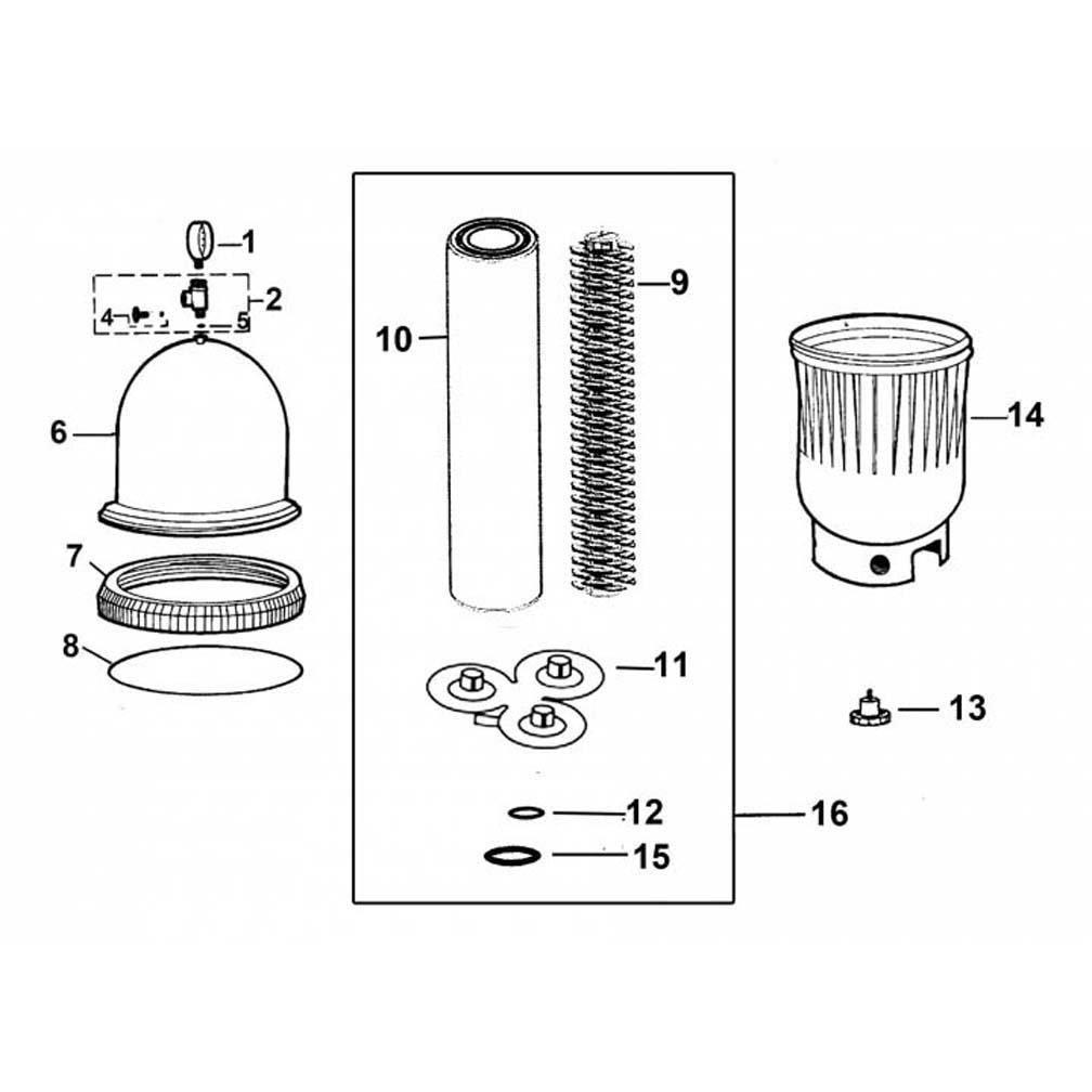 Jacuzzi TRI-C.L.O.P.S. Element Filter TC330-MB, TC440-MB & TC550-MB Series Pool Cartridge Filter Parts