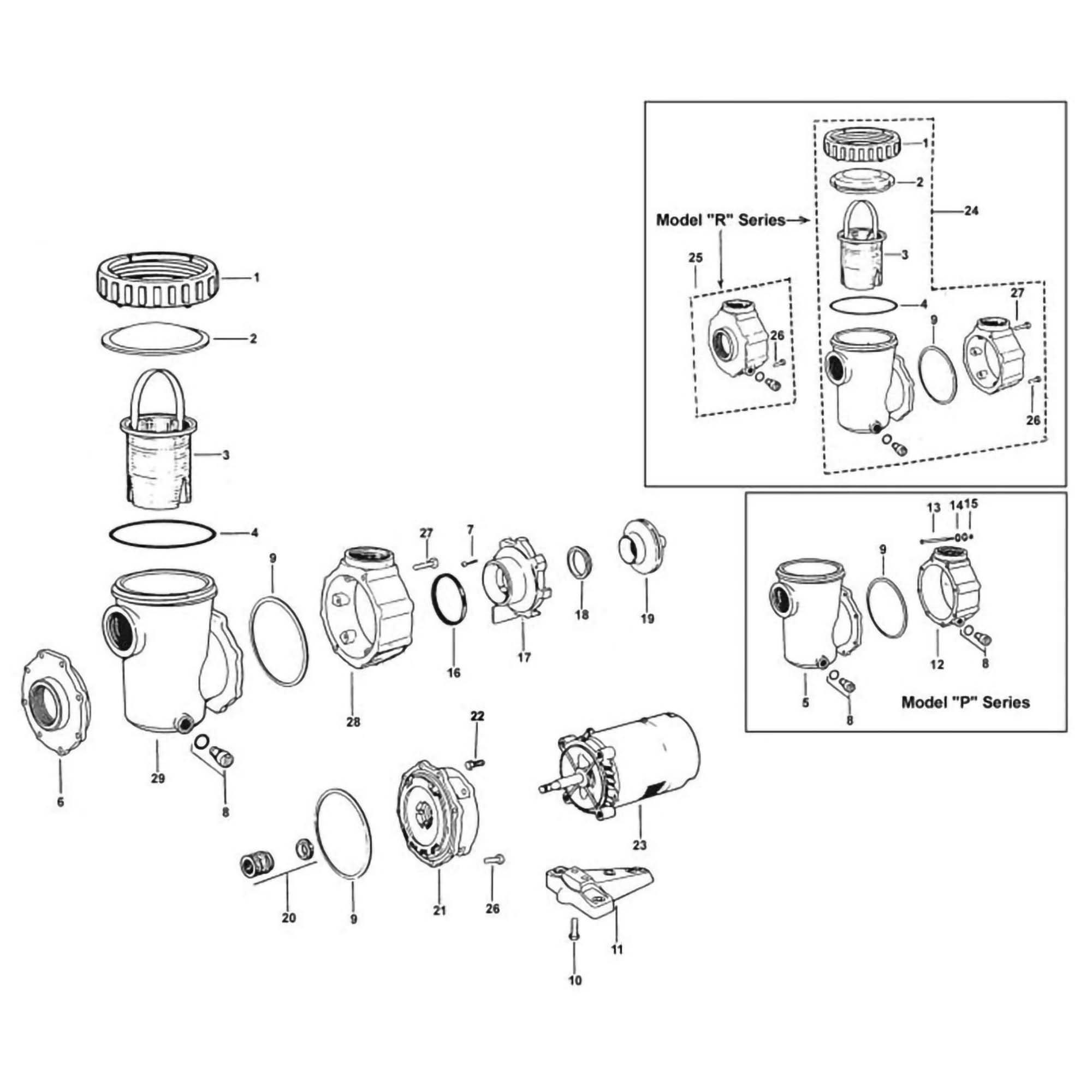 Jacuzzi Ring-Lok R P PC  UP Pump Parts