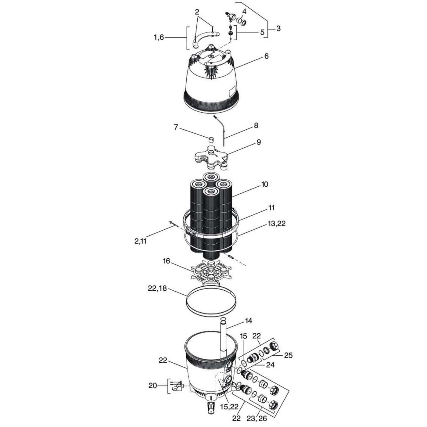 Jandy CL & CV Series Pool Cartridge Filter Parts