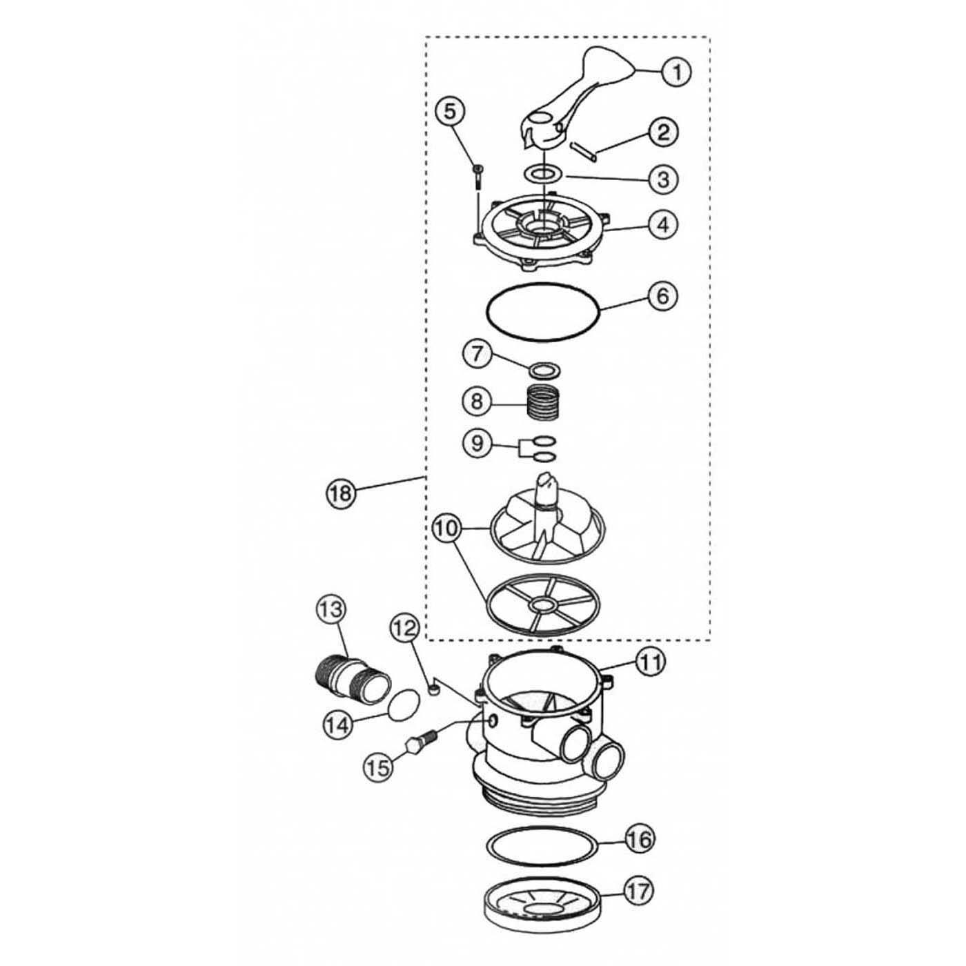 Pentair 272528, 50115100, 50118100-50118300 8-Position Top Mount/Clamp-On Multiport Valve Parts