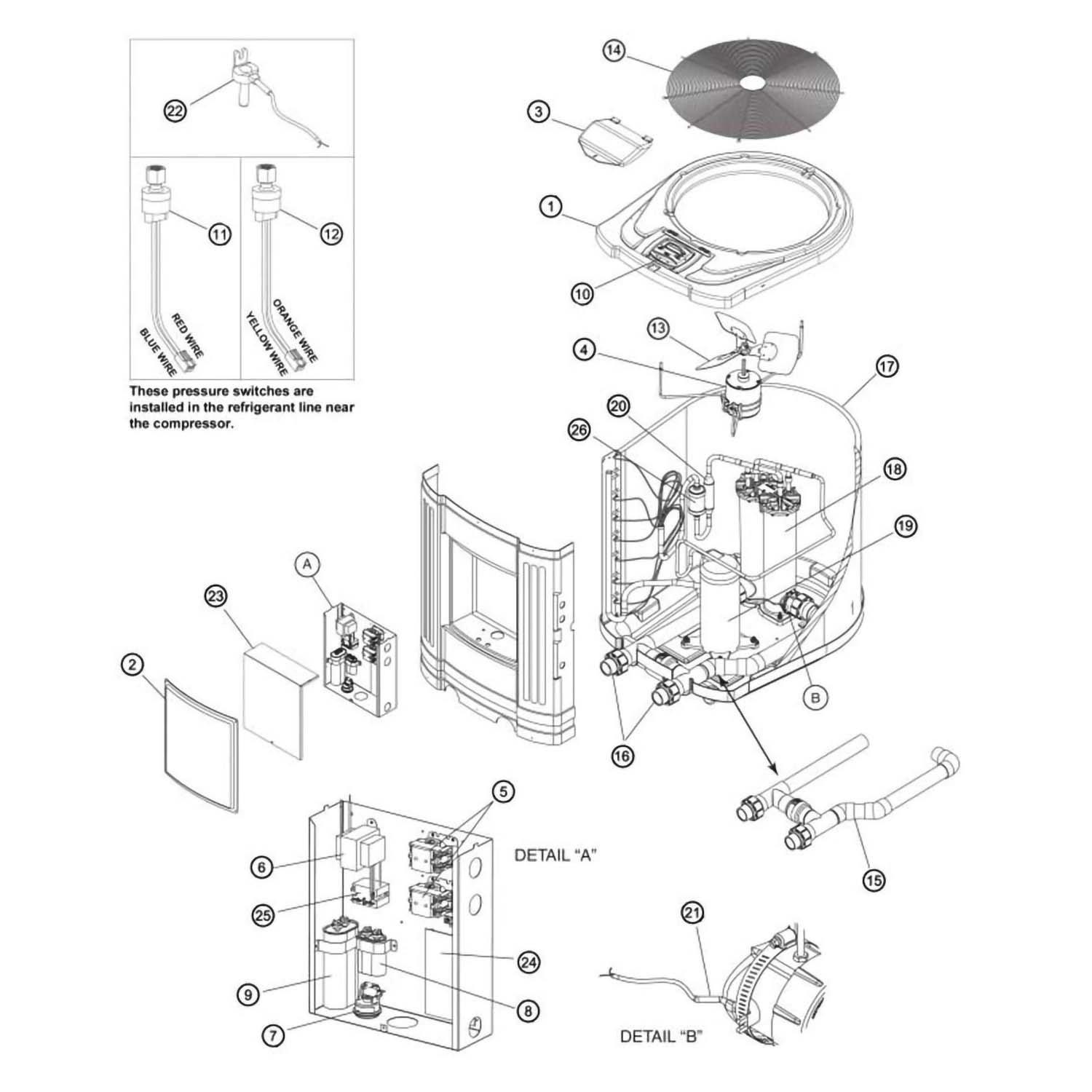 Jandy Heat Pump Parts  EE-Ti EE1500 EE2000 EE2500 EE3000