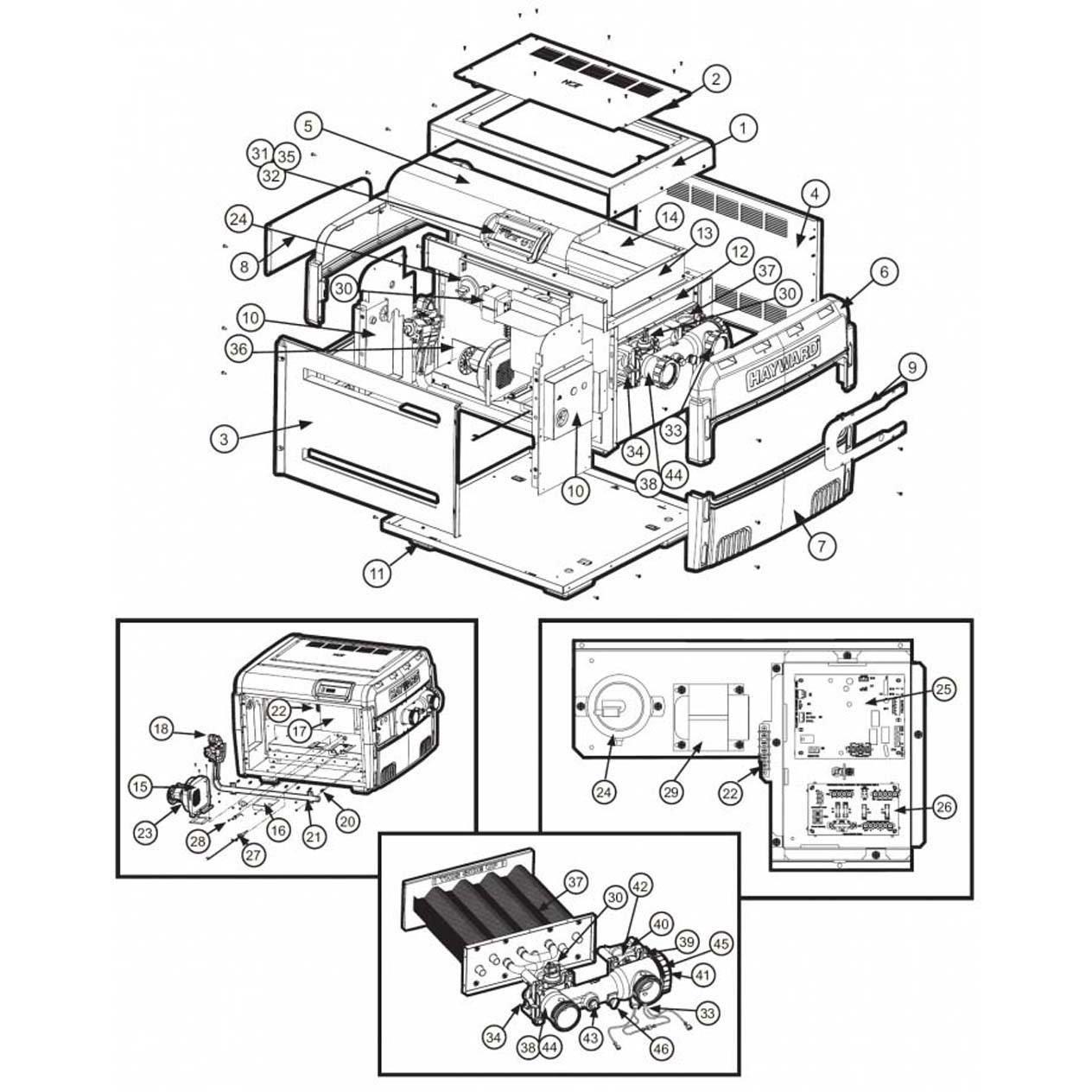 Hayward Heater Universal H-Series Low NOx H150FD, H200FD, H250FD, H300FD, H350FD, H400FD Heater Parts