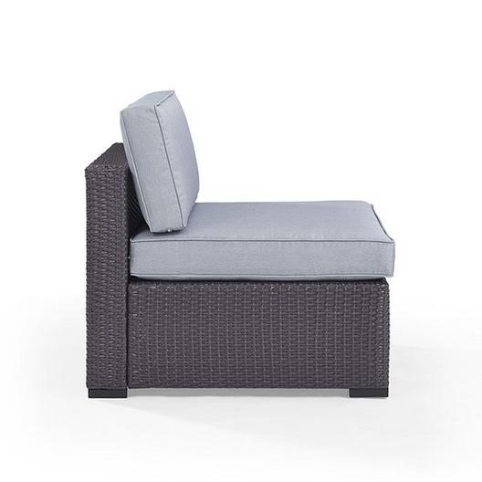 Crosley  Biscayne Wicker Armless Chair with Mocha Cushions