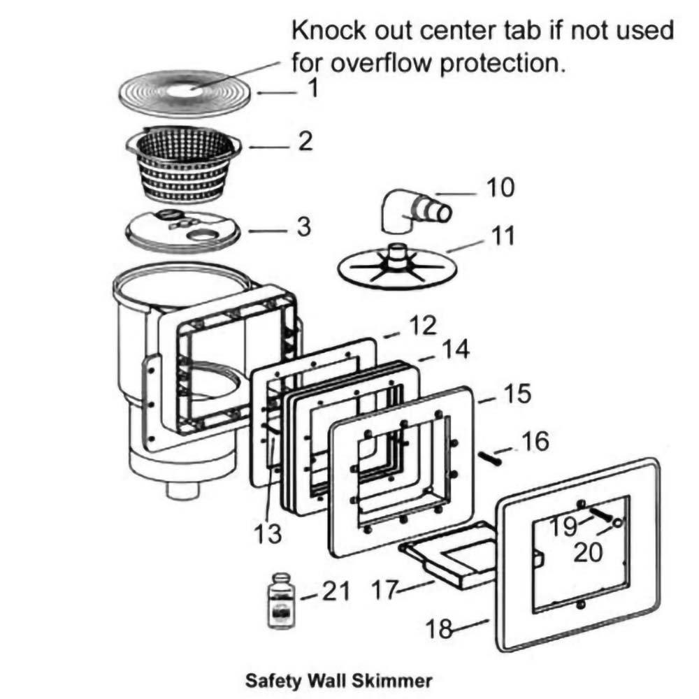 Pentair Dynamic Series V DSC/SWS Safety Wall Skimmer Parts