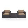 Biscayne 3 Piece Wicker Set with Mist Cushions - 2 Chairs and Coffee Table