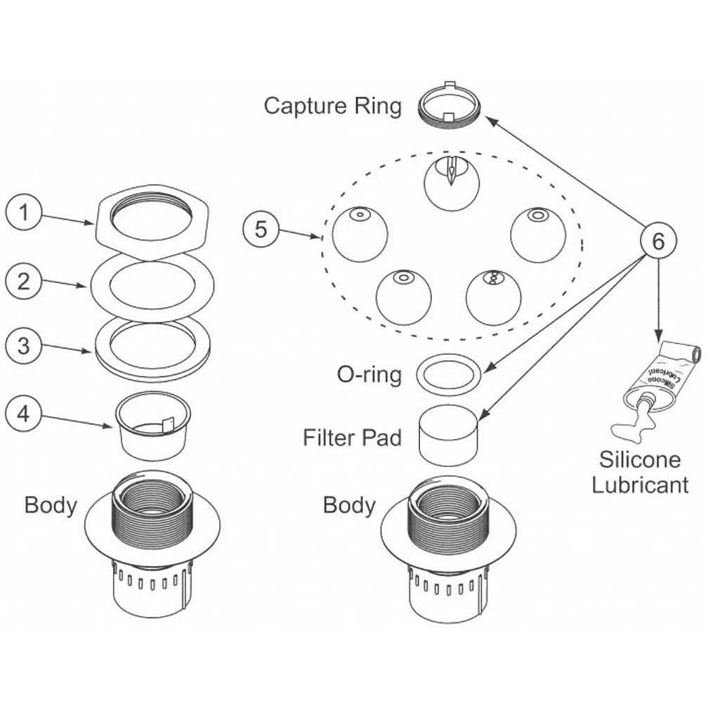 Inlet/Outlet Fittings Wall  Floor Pentair Deck Jet  Deck Jet II Part List