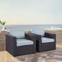 Biscayne 2 Person Wicker Set with White Cushions