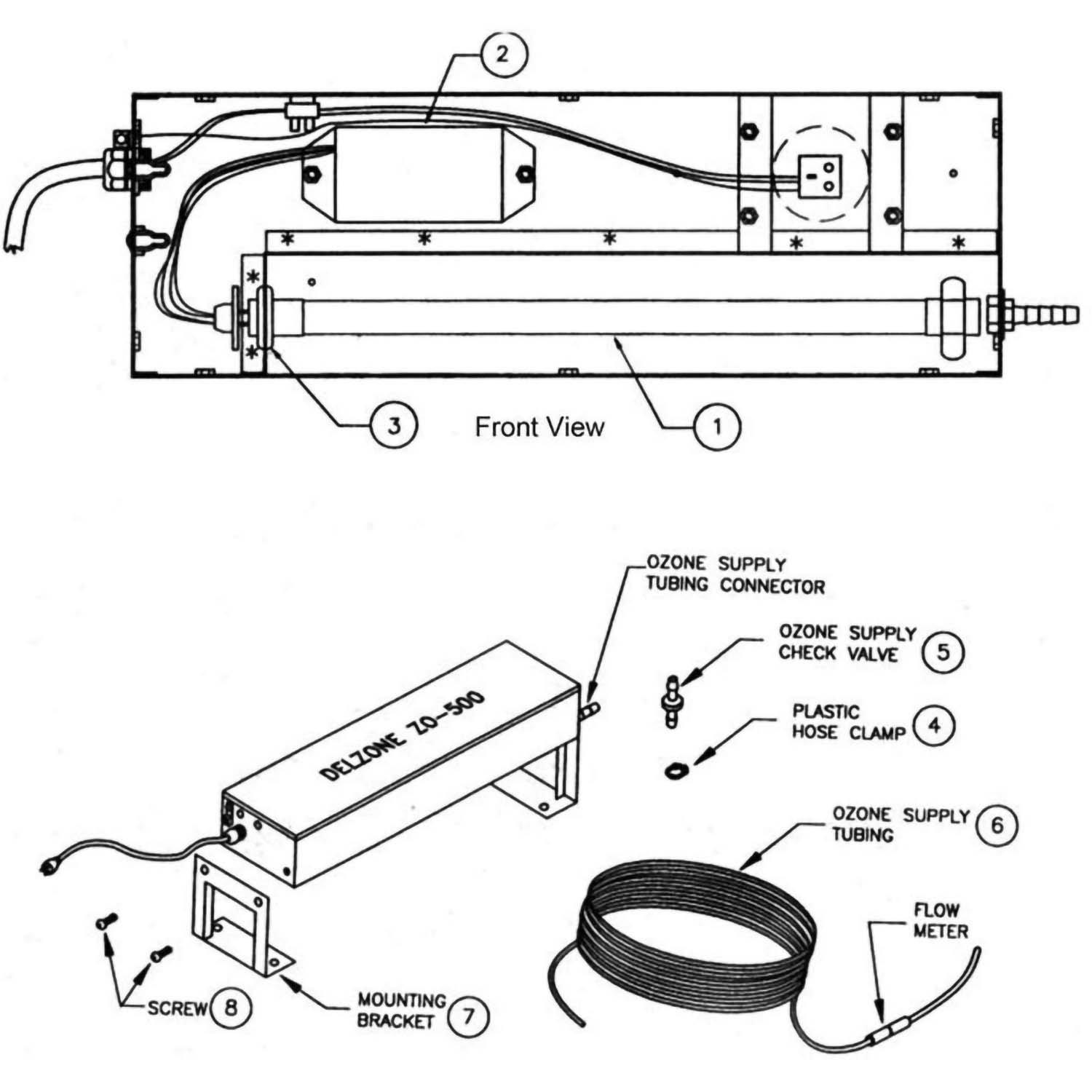 Del Ozone ZO-500 Ozonator Replacement Parts