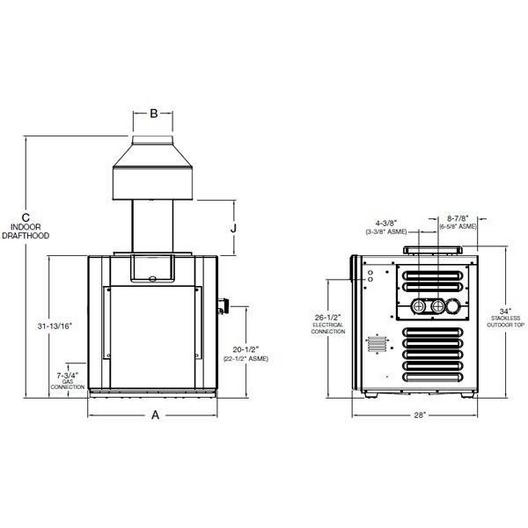 Raypak  Digital Cast Iron Low NOx ASME Cupro-Nickel Natural Gas 266,000 BTU Pool Heater