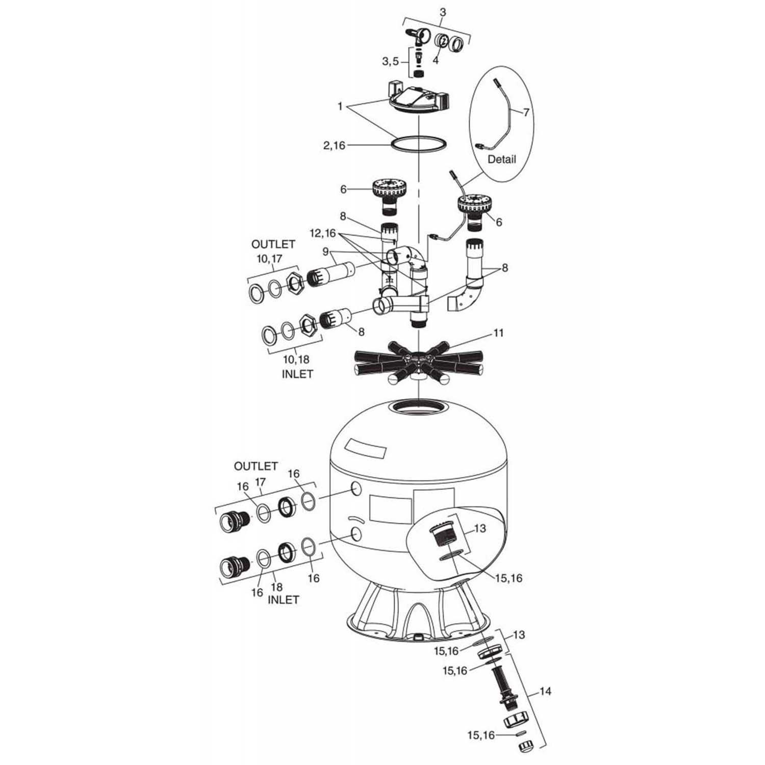 Jandy JS Series Pool Sand Filter Parts