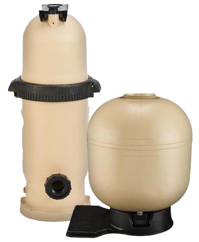 Two different styles of pool water filters