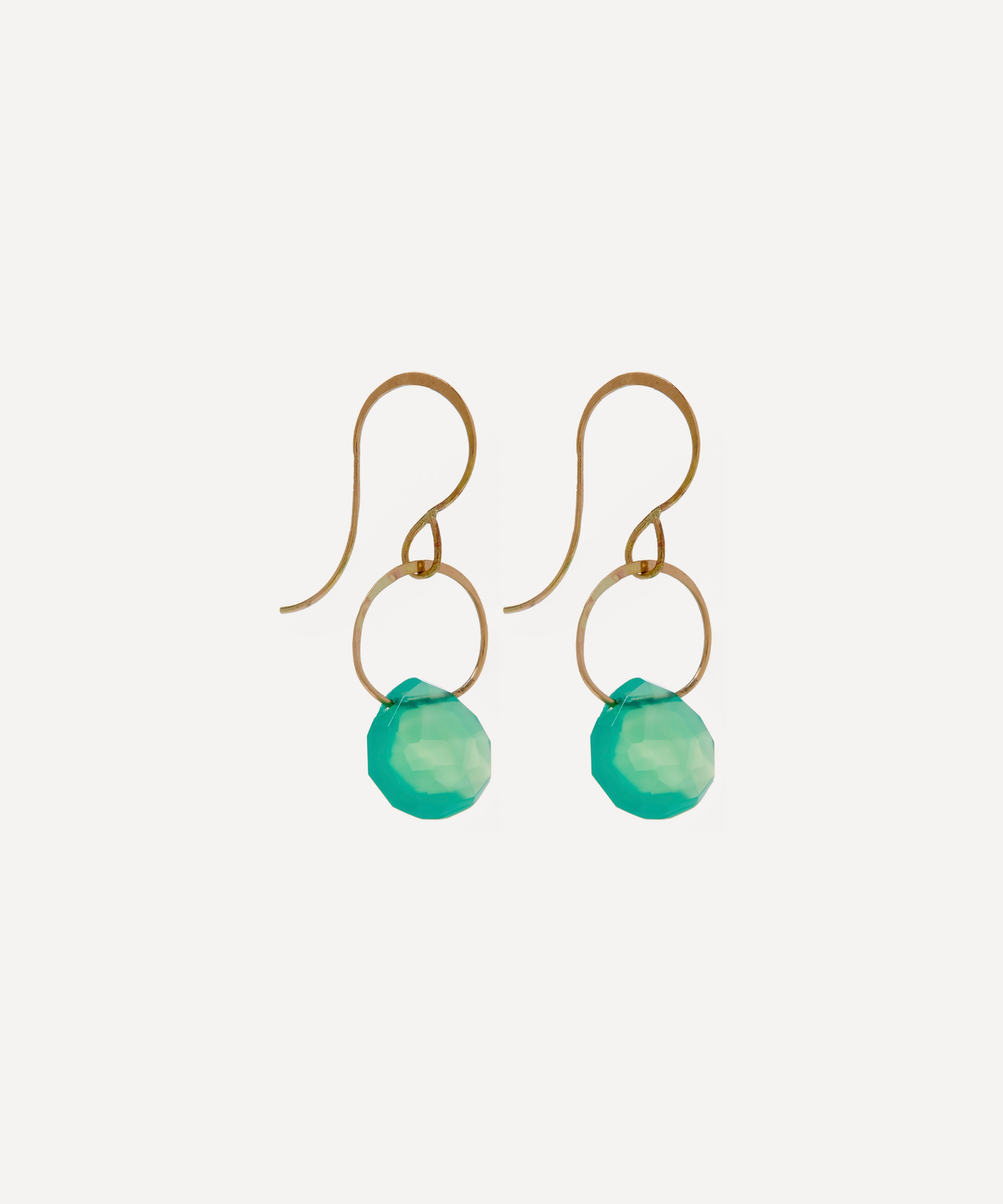 Melissa Joy Manning - Large Gold and Chrysoprase Single Drop Earrings image number 1