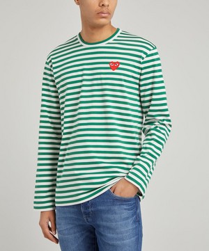 Comme des Garçons Play - Long Sleeve Stripe Cotton T-Shirt image number 1