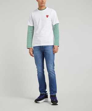 Comme des Garçons Play - Long Sleeve Stripe Cotton T-Shirt image number 2